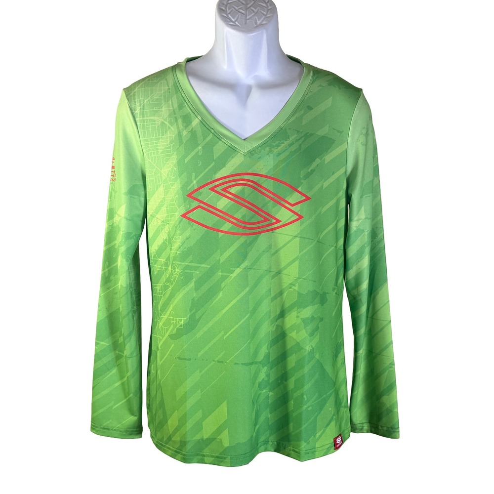 Selkirk Performance Tee Womens Medium Green Long Sleeve Pickleball Graphic Shirt
